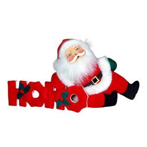 Vintage Annalee HOHO Santa 3D Plush Hanging Christmas Ornament 9"